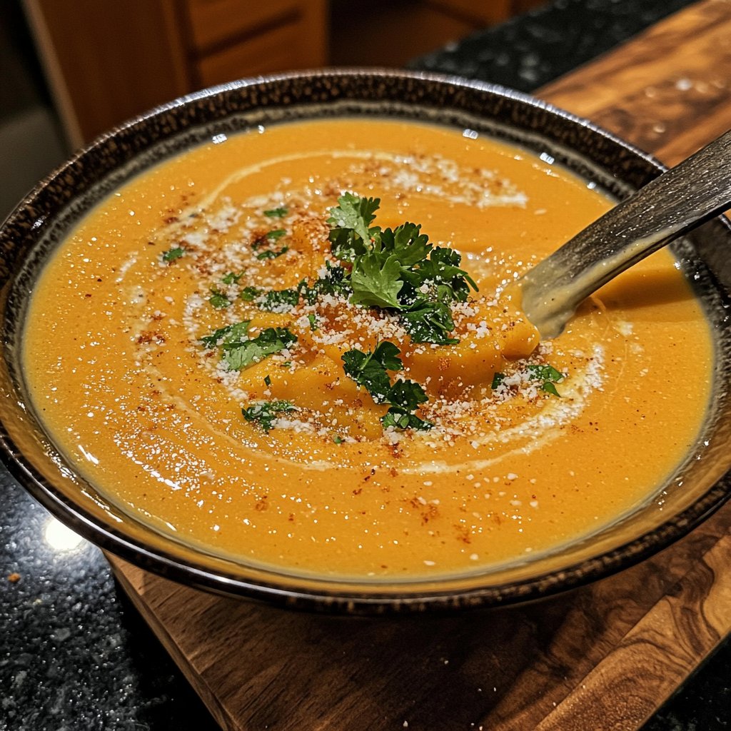Butternut Kürbissuppe mit Ingwer und Kokos