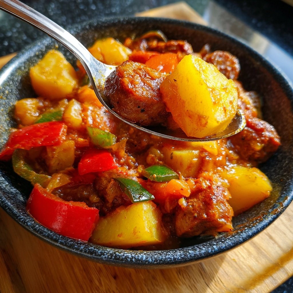 Kartoffelgulasch mit Würstchen