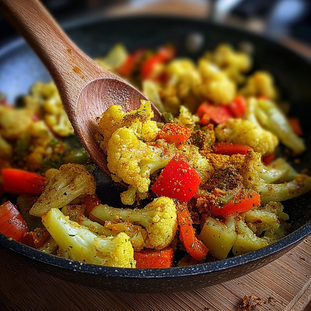 Blumenkohl Pfanne Mit Curry Gewürz